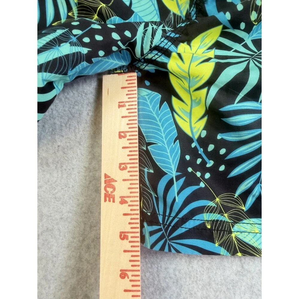Bench Men's Swim Trunks Board Shorts M EU 50 Tropical Leaf Print Black Blue